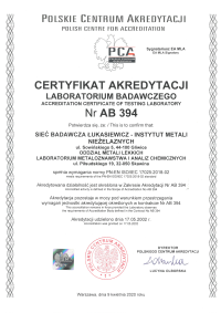 certyfikat akredytacji PCA
